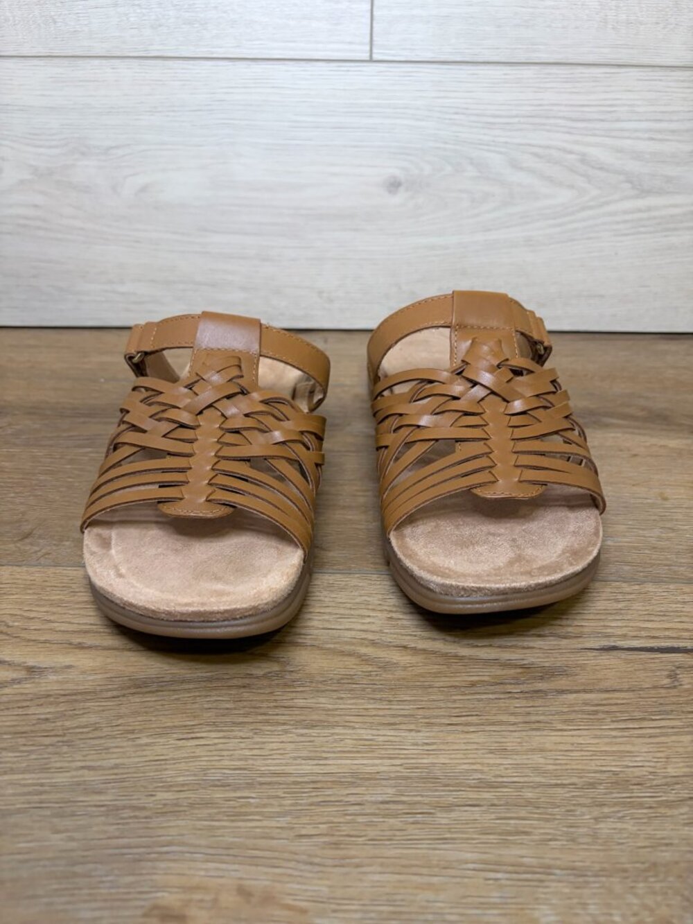 Easy Spirit Mindi Woven Flat Slide Sandals Leather Womens 8.5M